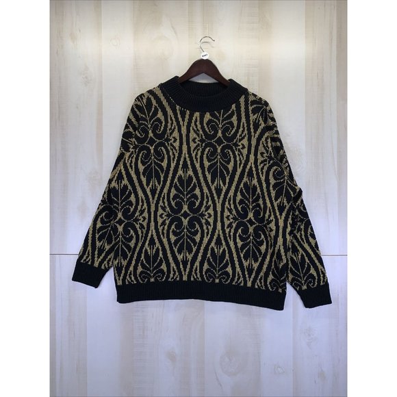 Vintage Fortune Knits Womens Black Glitter Gold Thread Sweater-8441 - Picture 1 of 7